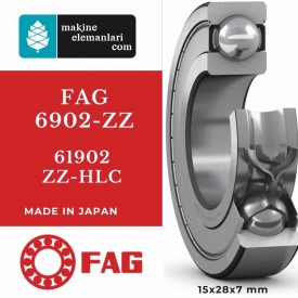 6902 ZZ-HLC FAG Rulman - Çelik Kapak (15x28x7 - 15*28*7) (61902)